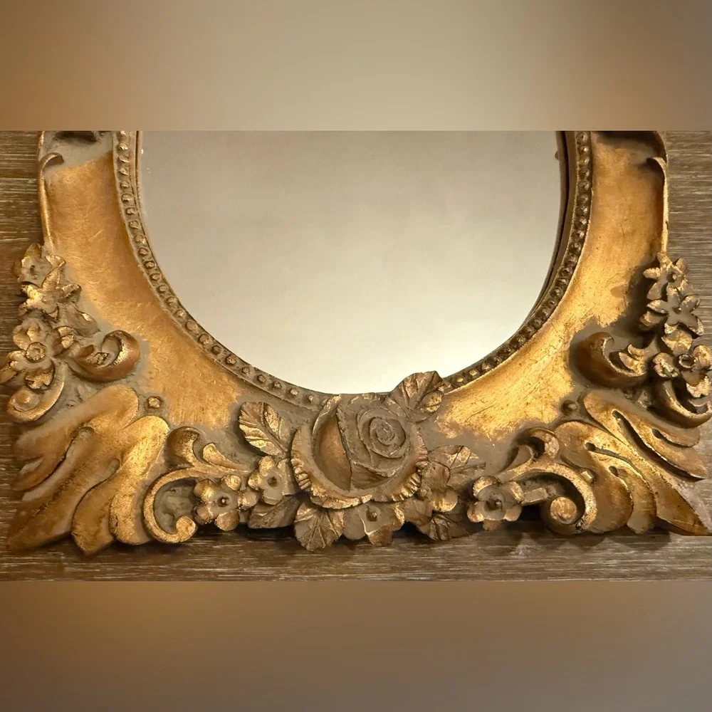 VINTAGE ORNATE GILT FLORAL CARVED MIRROR – ITALIAN STYLE